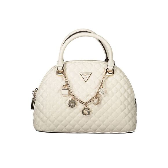 Guess Jeans Lotta Dome Satchel Quilted Women White Handbags